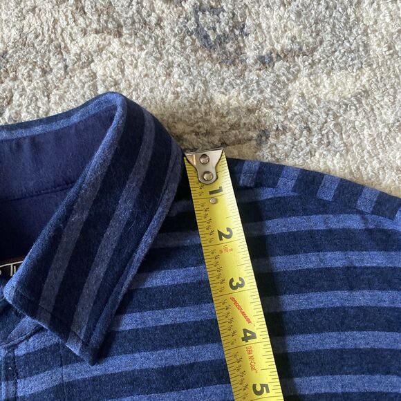 Mr Turk Short Sleeve Button Up Shirt Jersey Striped Men's Sz Medium Blue - Picture 7 of 11
